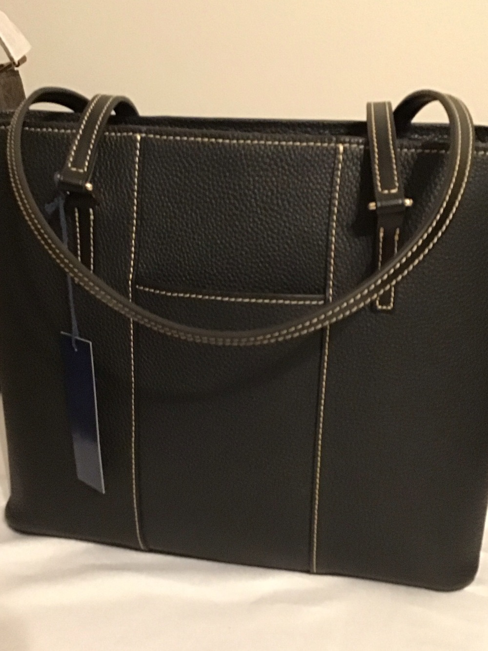 Dooney & Bourke Black Pebbled Leather Shoulder Tote with Gold Plate - Picture 2 of 5